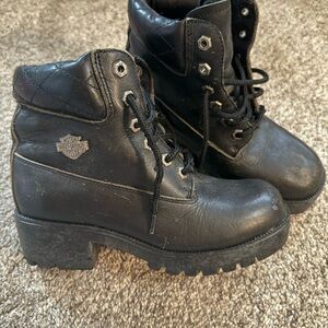 Harley-Davidson Black Leather Women's Combat Boots
